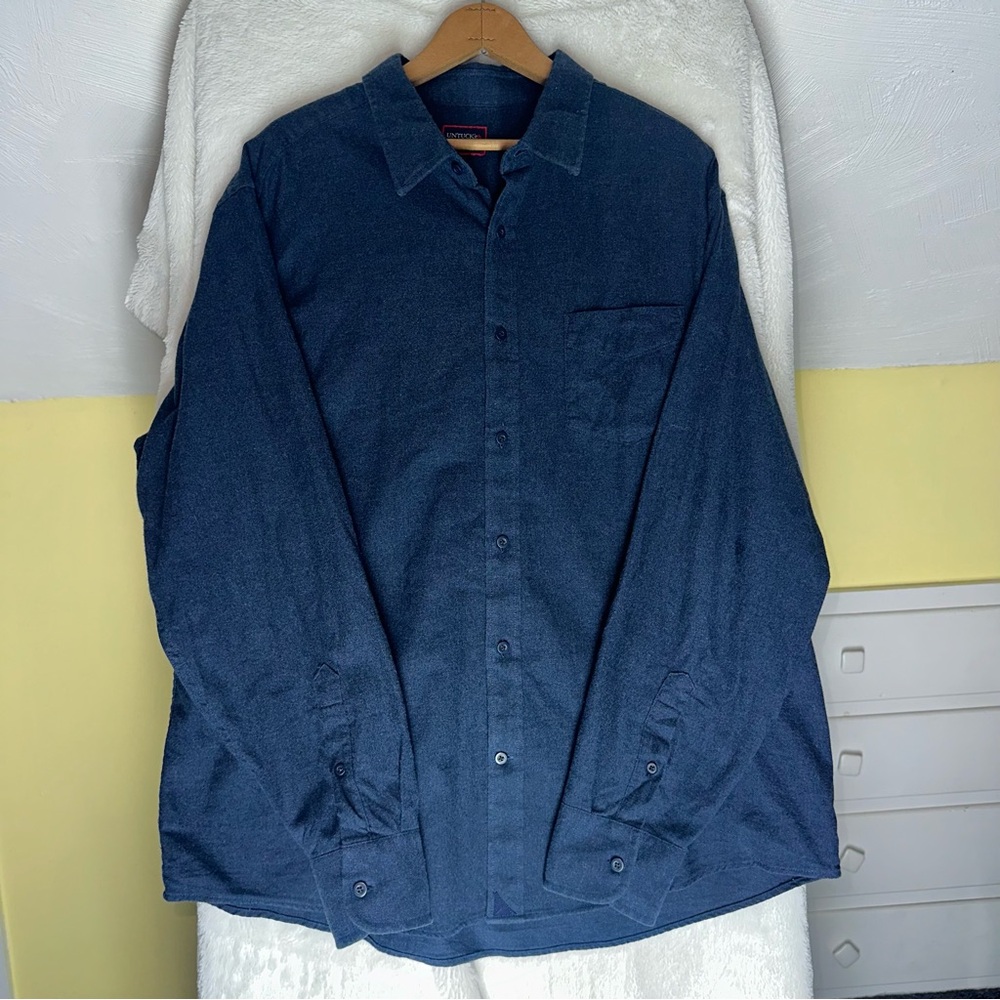 UNTUCKit Men’s XXL Blue Flannel LS Button Down Shirt Casual Office Pocket Cotton